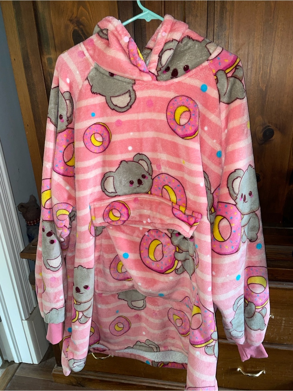 Krifey Plush Pink Donut & Koala Hoodie